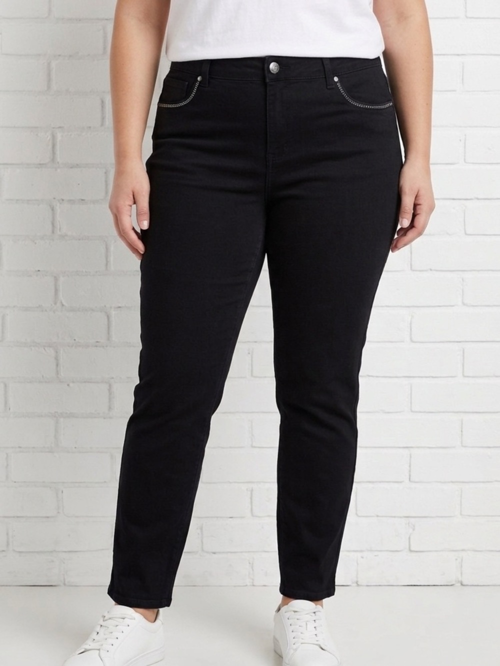 Ava & Alex Black Skinny Jeans Sequin Pocket Detail Size 14 Y2K